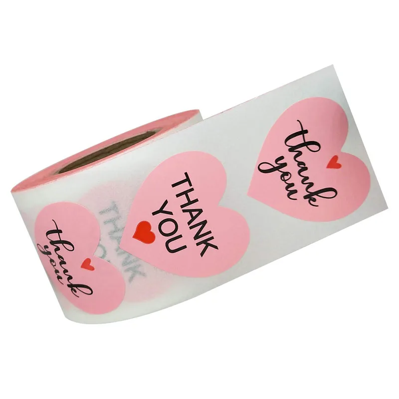 

500Pcs Pink Heart Shape Stationery Stickers Cute Thank You Stickers for Envelope Bag Gift Party Toy for Girls Boys Sticker