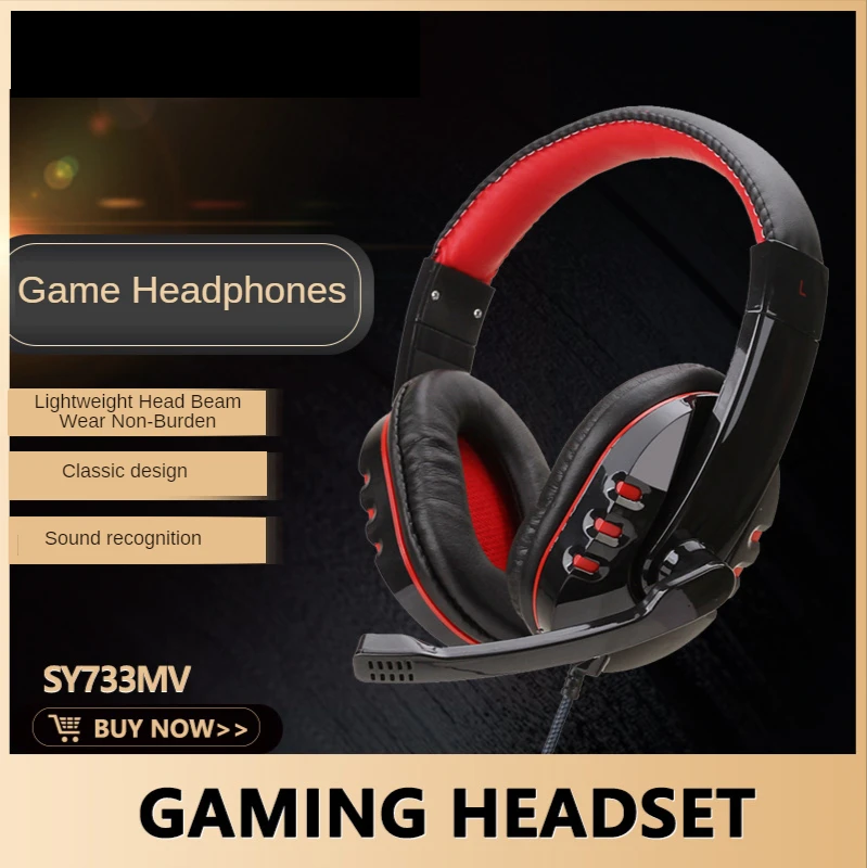 

SY733MV Professional Gaming Headset With Microphone 3D Surround Sound Elfect Game Over-Hea Wired Headphones For Computer PS4