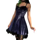 Женское мини-платье, летнее, из полиэстера, с кружевными краями
