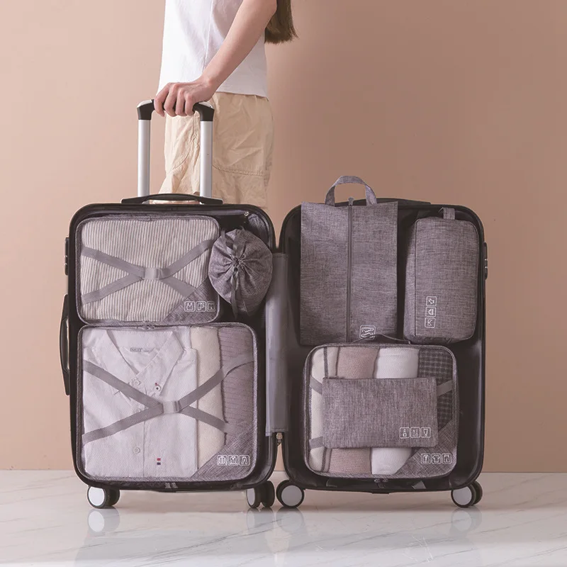 2019 folding travel bag 7-piece suit luggage organizer supplies suitcase sorting clothes packing cubes duffle | Багаж и сумки