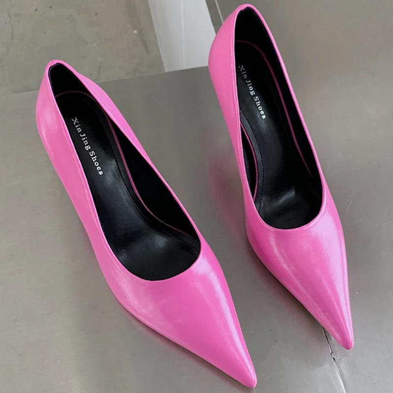 

Женские туфли-лодочки из ПУ кожи, на высоком каблуке, с острым носком