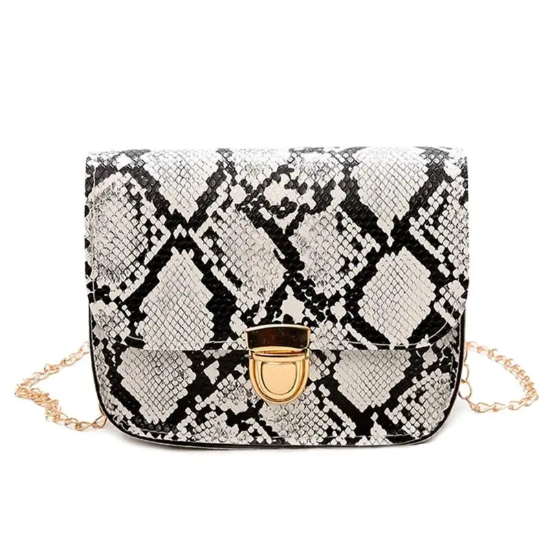 

Hot Sale Handbags Classic Delicate Texture Fashion Leather Crossbody Handbag Women Snake Print Chain Shoulder Messenger Bag