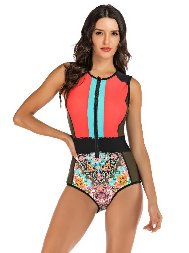 

Sexy Plus size Swimwear Women One Piece Swimsuit Zipper Monokini Swimsuit Sport Bodysuit Beach wear Bathing Suit Swim Jumpsuit