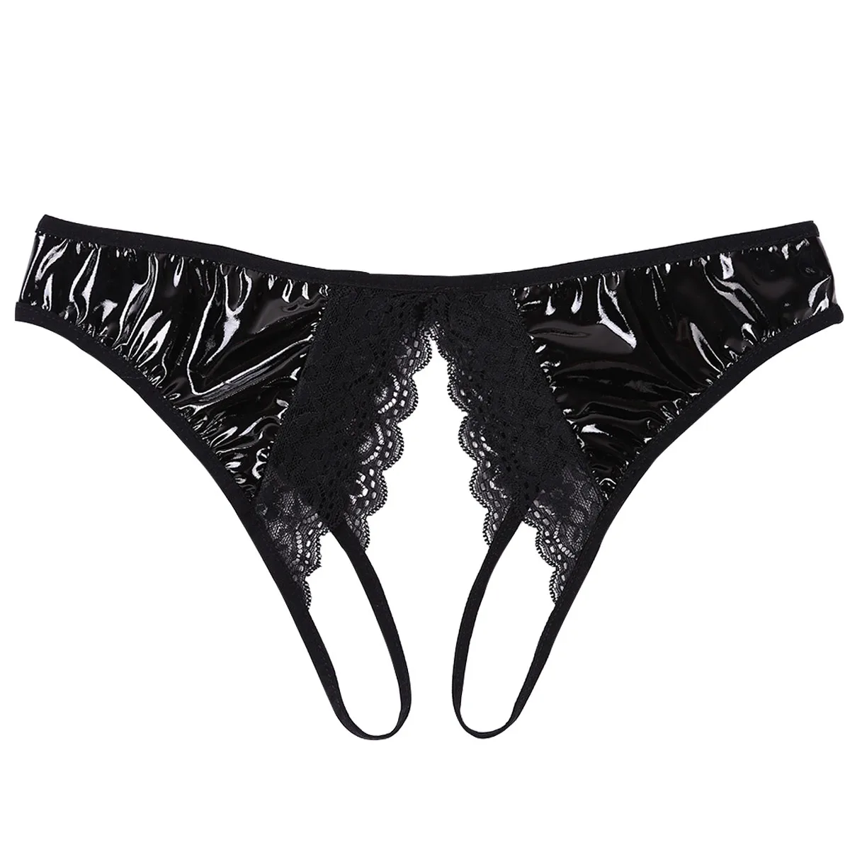 Женские короткие Femme с открытой промежностью прикладом трусики кожи вырезами
