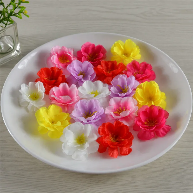 20pcs 4.5cm wholesale Artificial silk peach blossom plum blossom  cherry blossom diy flower dance props clothes wedding wreath