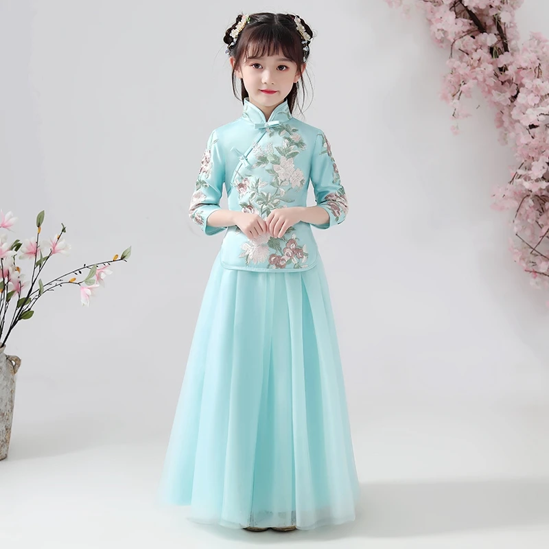 Платье с цветочным узором для девочек романтический свадебный банкет кружевное