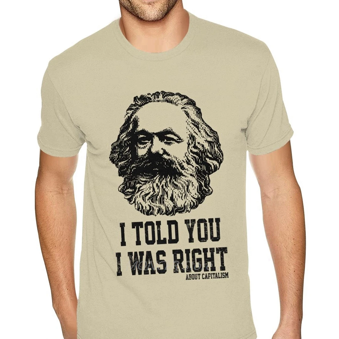 Awesome Karl Marx Capitalism Communism Graphic Tees Cotton Boy 5XL Natural  Shirts