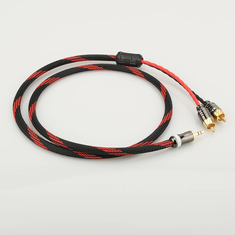 1 шт. Hifi Canare 3 5 мм позолоченный штекер на 2 RCA разъем аудиокабель ПК розетка высокое
