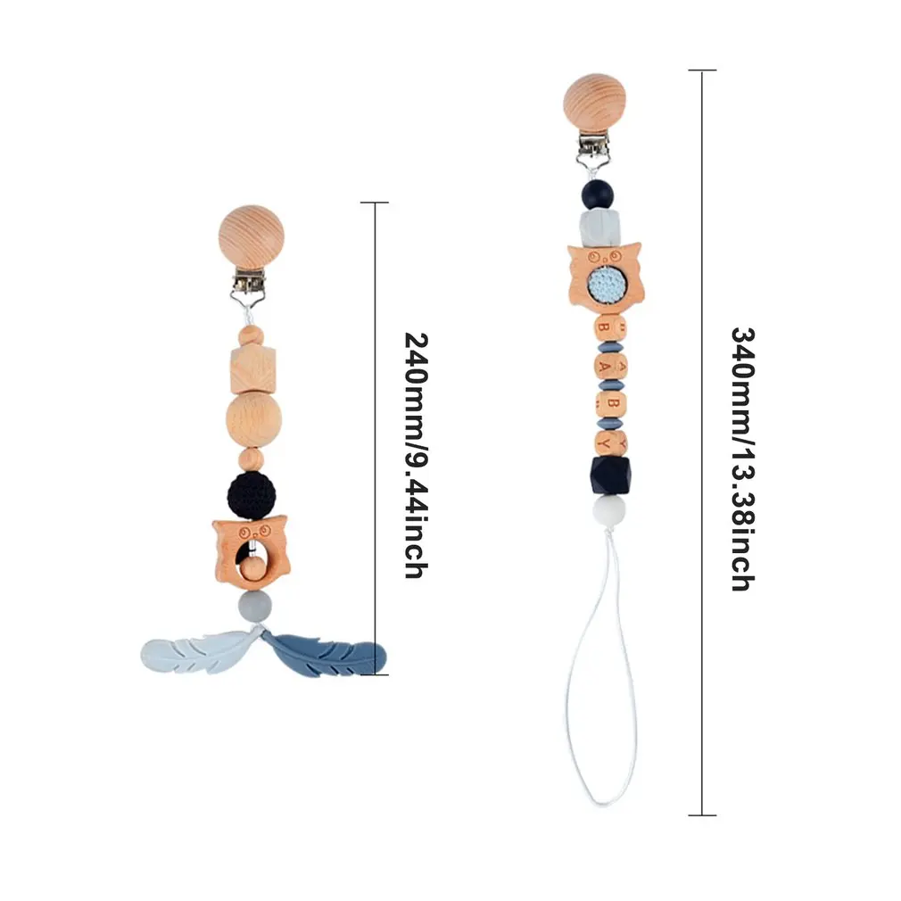 

1pc Wooden Music Rattle Animal Mobile Holder Teething Pendant Gym Wood Rodent Necklace With Silicone Beads Clip Stroller Bow