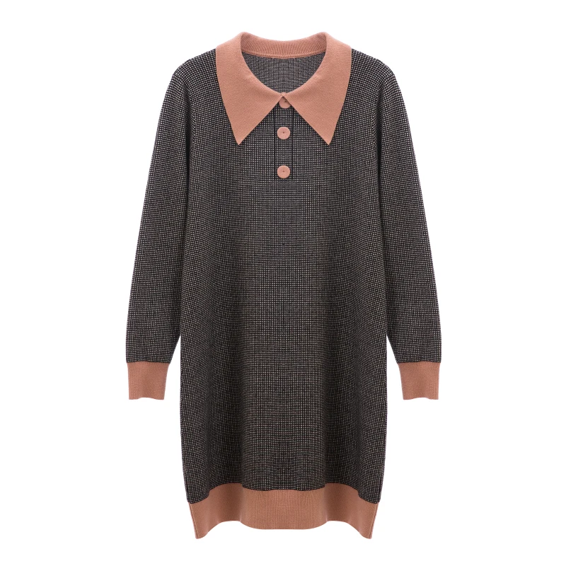 Женское зимнее платье-свитер Длинная вязаная одежда Осенний Модный вязаный