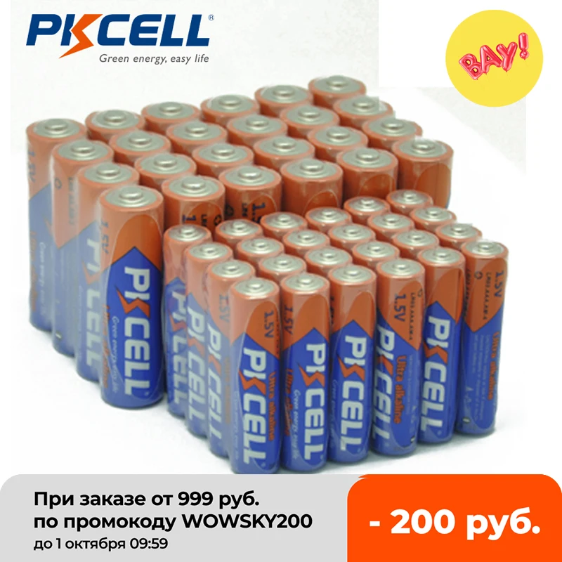 Комплект из 40 шт. щелочные батарейки PKCELL 20 AAA LR03 AM4 E92 LR6 AM3 E91 MN1500 AA 1 5 в для
