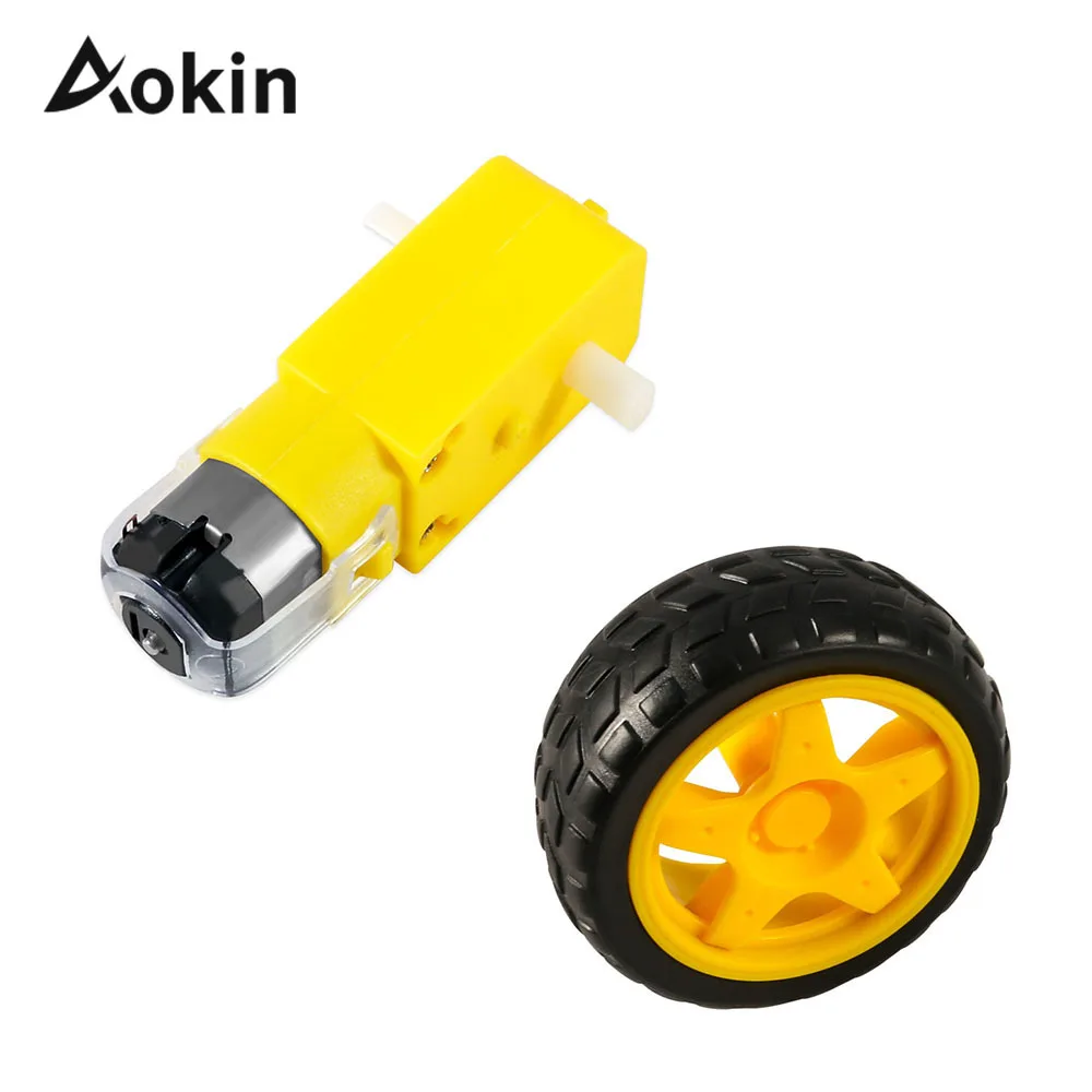 Aokin TT Мотор 130 мотор с колесиком 2 шт. 65 мм колесо умный автомобиль робот для Arduino DC