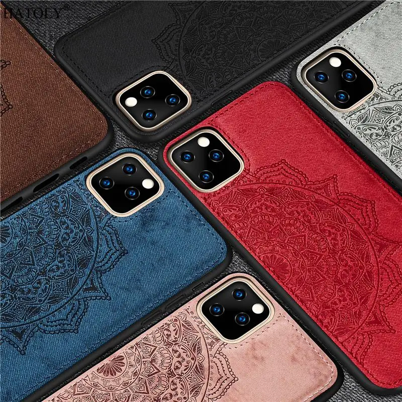 Для iPhone 11 Pro Max чехол ТПУ ткань текстура задняя крышка телефона для Apple защитный