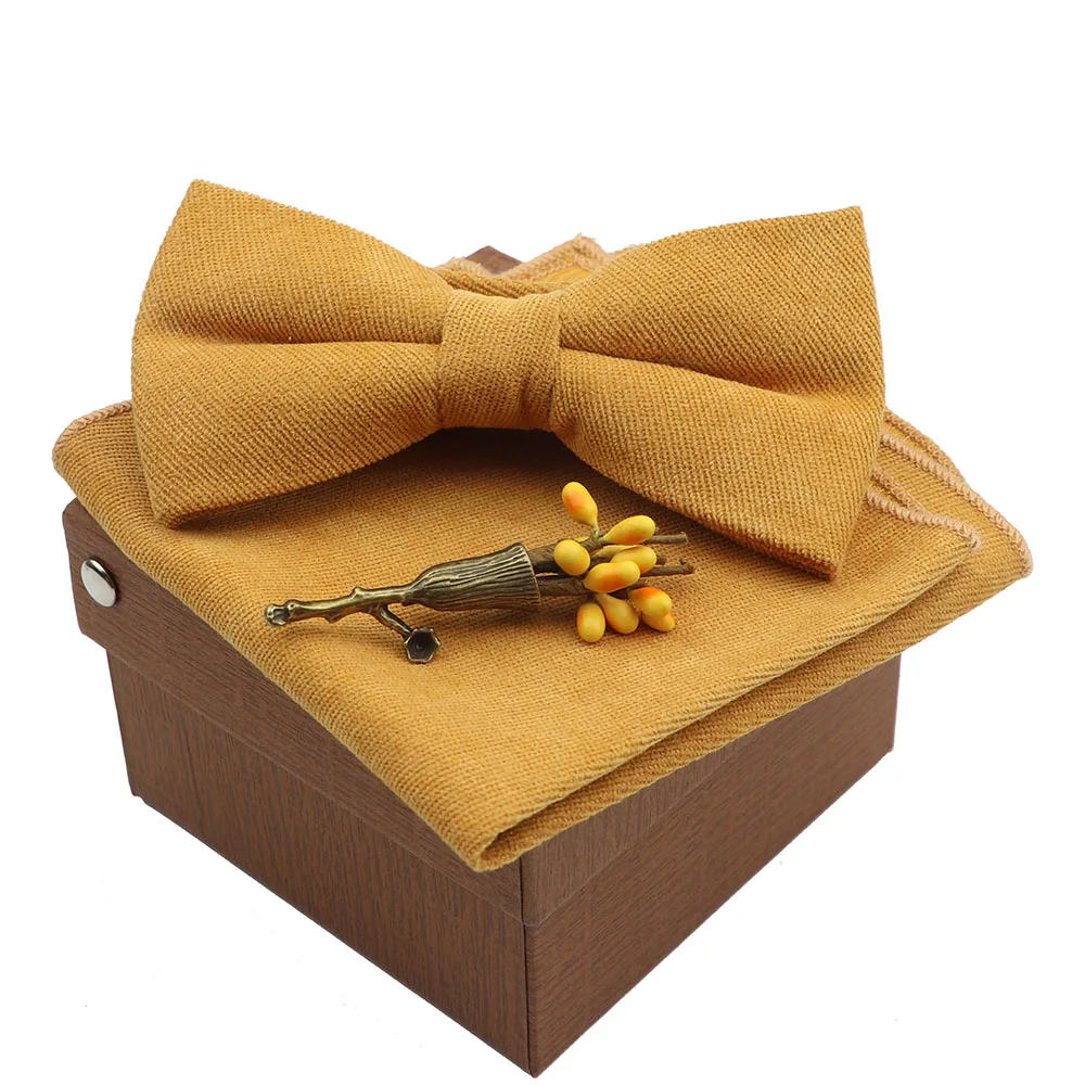 Носовой платок Брошь с галстуком-бабочкой для мужчин однотонный хлопковый