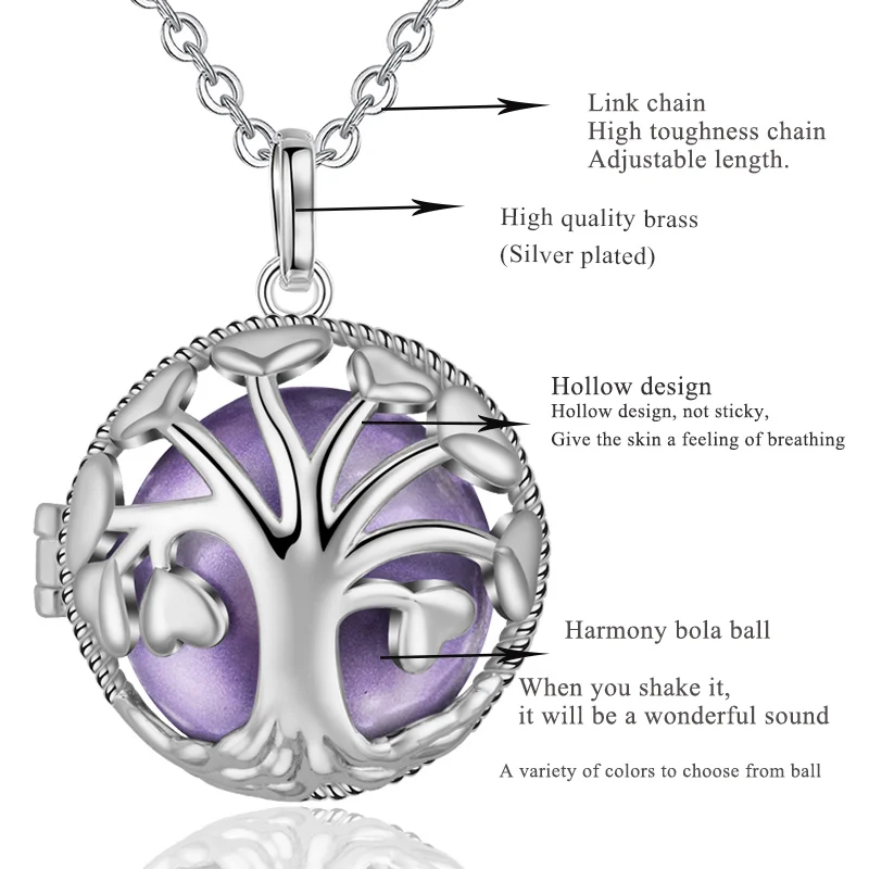 Юдора 20 мм Гармония мяч дерево жизни клетка кулон для беременных ожерелье