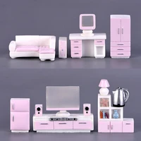 doll house miniature kits with furniture set resin bedroom cabinet mirrors living room accessories pretend toys for girls gifts