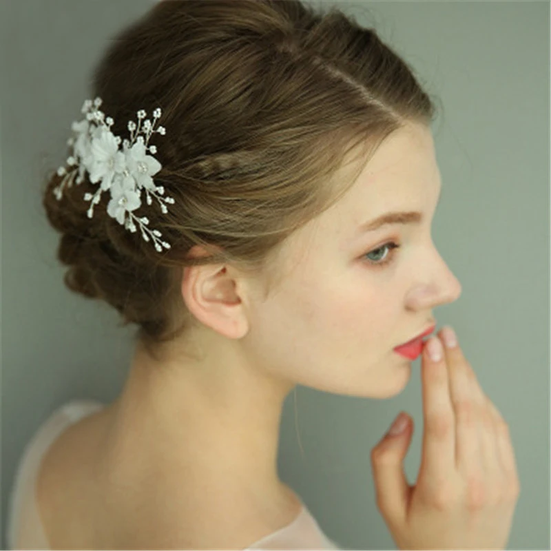 Шелковый цветок свадебный гребень для волос Свадебные клипсы невесты ручной