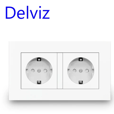 Евророзетка двойная Delviz, 16 А, 110-250 В переменного тока, 146 х86 мм