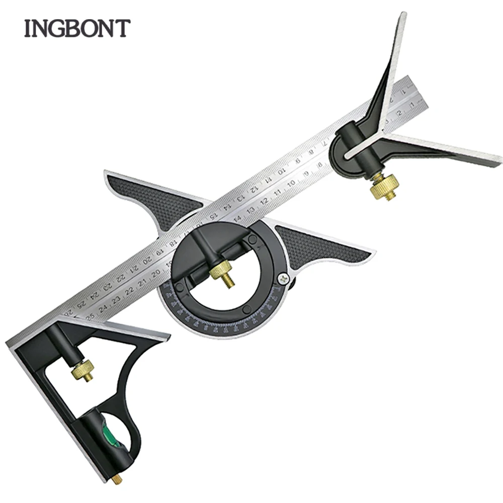 

INGBONT 3 In 1 Square Angle Ruler Set High Precision Protractor Measuring Tools Combination Square DIY Angle Spirit Level 300mm