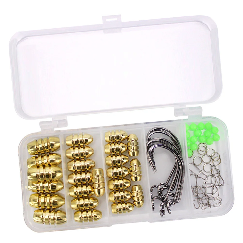 

1 Kit/69 Pcs Fishing Accessories Set Thread Bullet Copper Pendant Crank Hook Luminous Stopper Taxas Rig Fishing Set