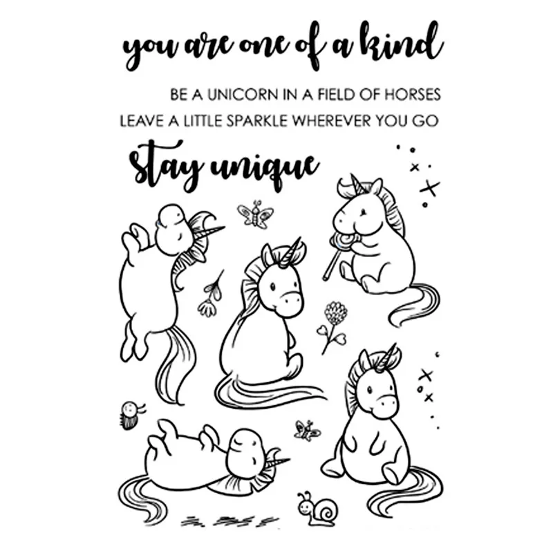 Lovely Unicorn Stay Unique Words New Transparent Clear Silicone Stamp&amp Dies for DIY Scrapbooking/Photo Album Decor Card Making | Дом и сад