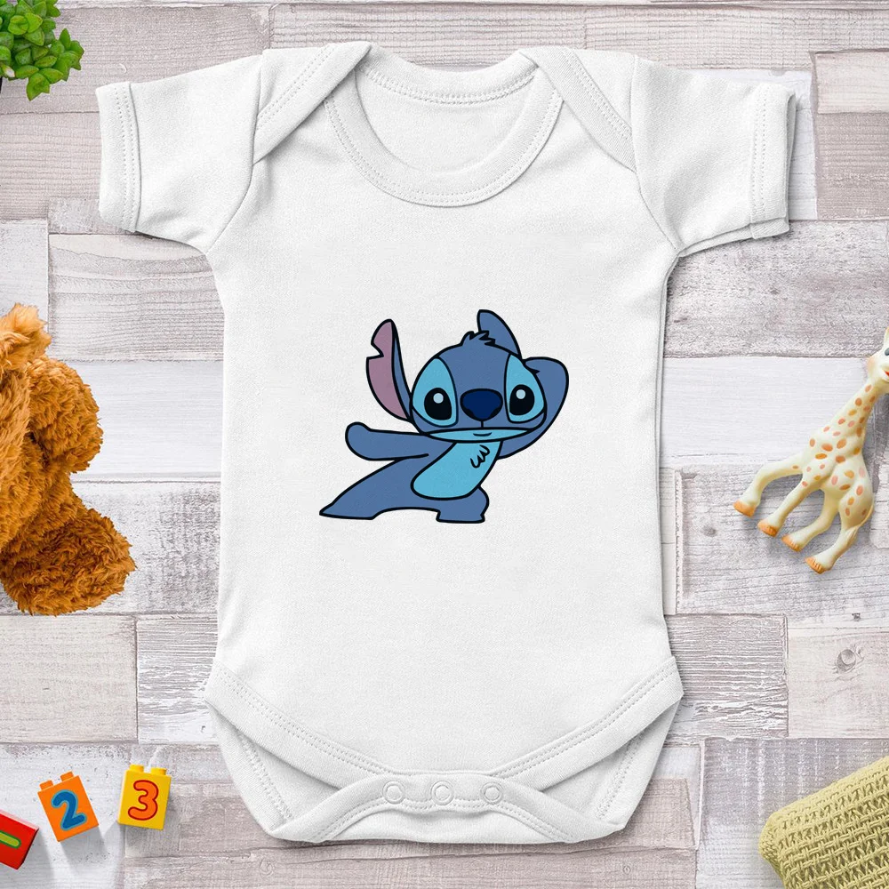 

Летняя футболка, Детский комбинезон с принтом стежка, подарки на день рождения ребенка, белая Повседневная Забавная детская одежда из хлопк...