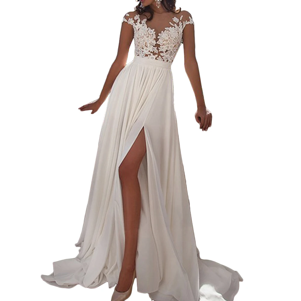 Сексуальное Белое Кружевное платье для вечеринки вязанное крючком с высокой