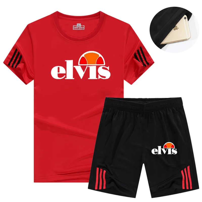 

Men's 2 pieces of casual track suit short-sleeved T-shirt shorts suit men's sportswear track suit 2021 summer sports suit