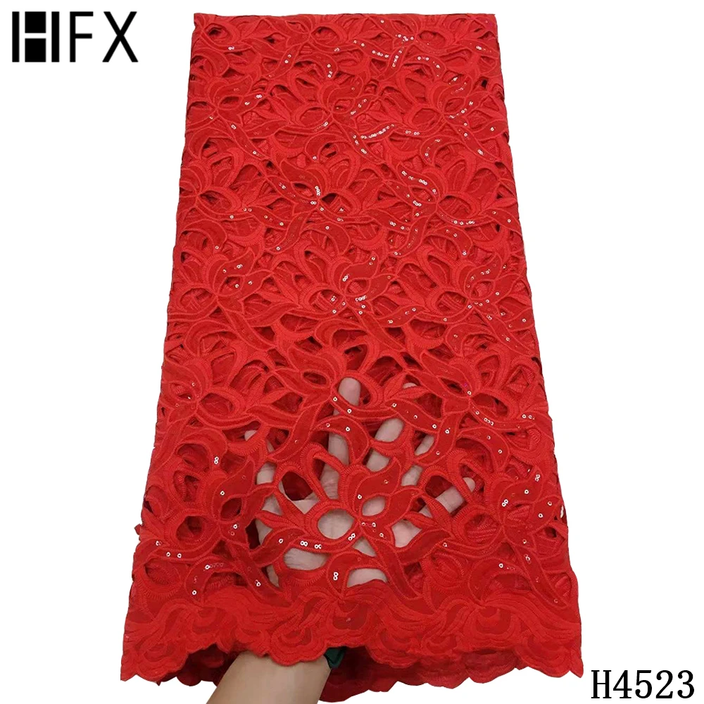 

HFX African Lace Fabric 2021 Chiffon Nigerian Lace Fabric High Qaulity With Sequins Swiss Voile In Switzerland For Senegal Dress