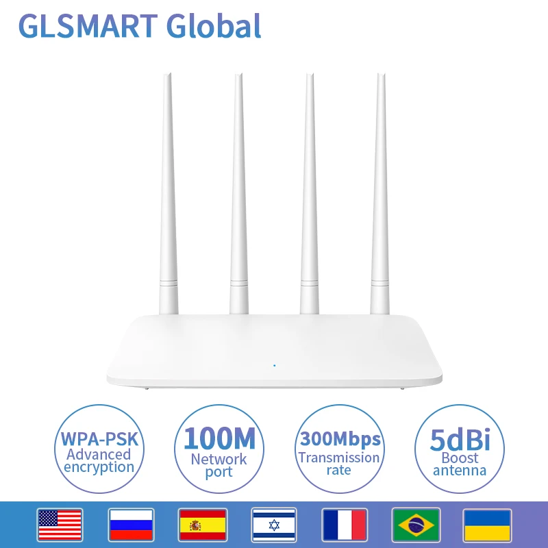 Беспроводной Wi-Fi роутер GLSMART GLF6 300M 11N домашнее покрытие с 4 антеннами 2 ГГц