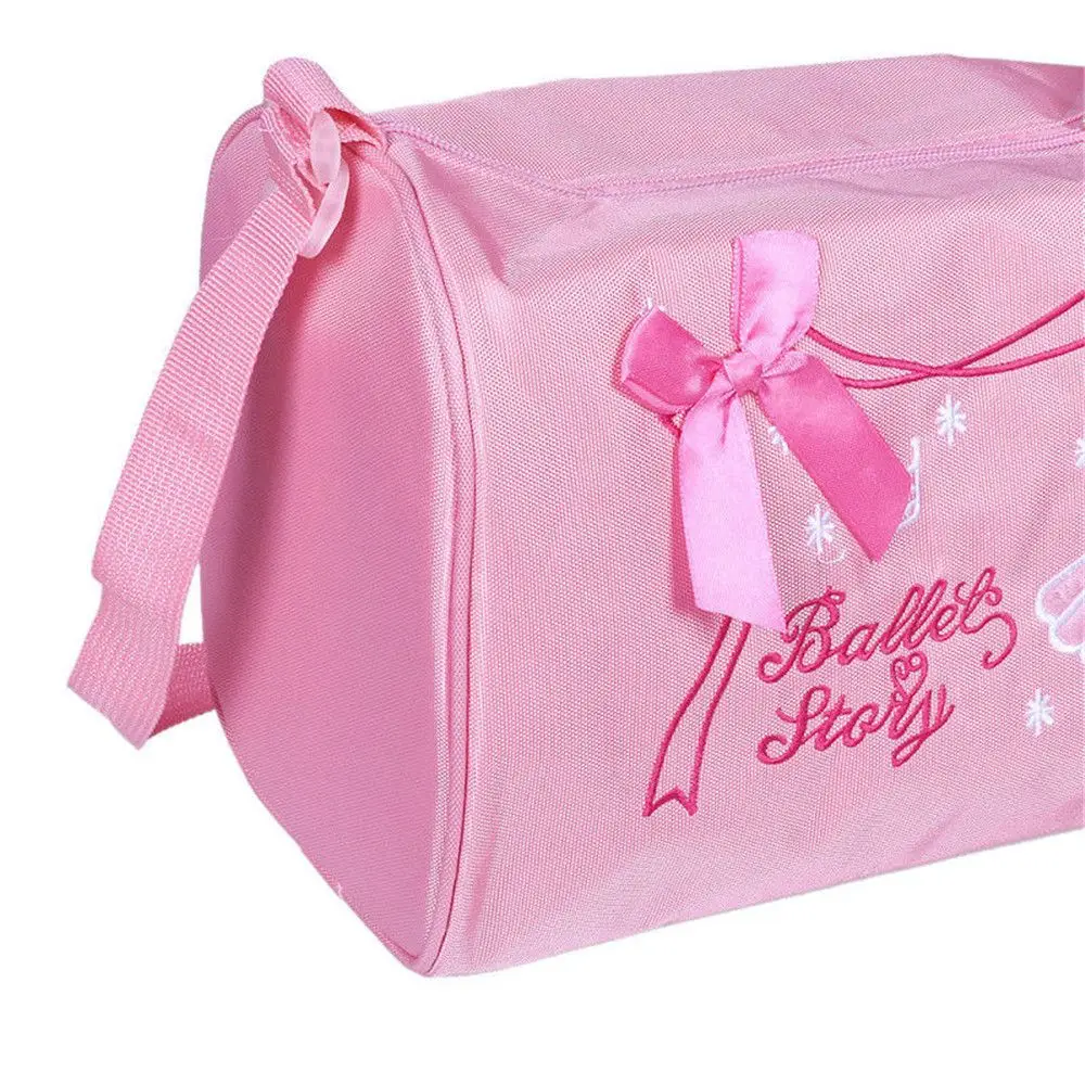 

Ballet Duffle Bag Gym Shoulder Bag Dance Training Tote Bowknot Dress Embroidery Large Capacity Travel Pink Casual Nylon Tote