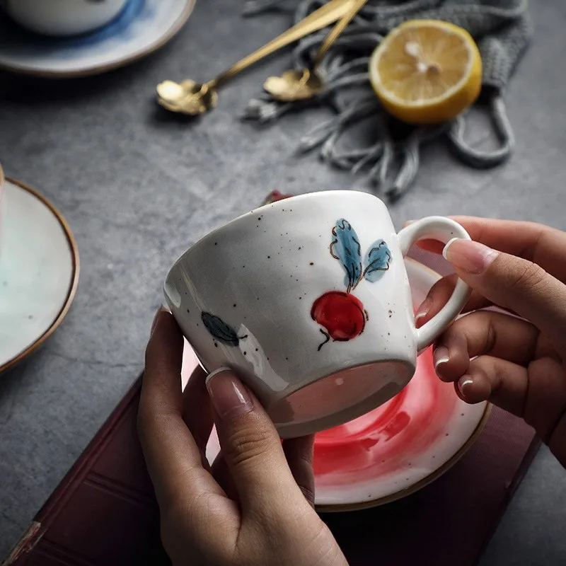 Керамическая кофейная чашка в простом стиле набор блюдце с ложкой китайские