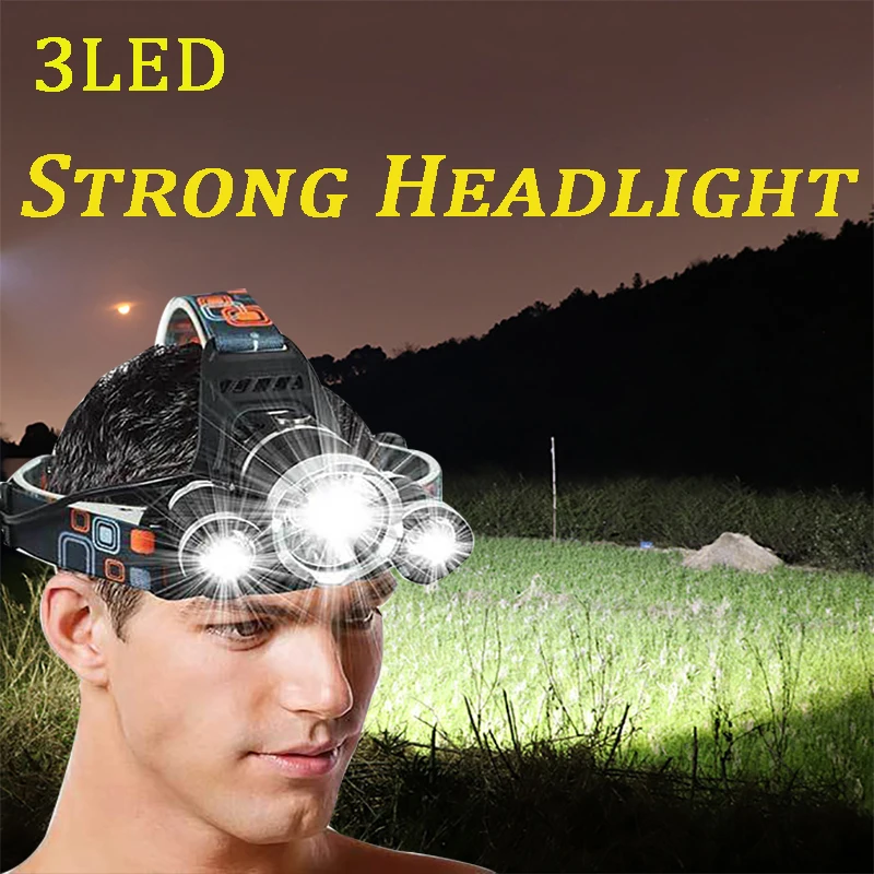 

LED Headlamp USB Rechargeable EU US Waterproof Zoom 3LED Camping headlamp Fishing Light T6 High Power Glare Long Shot
