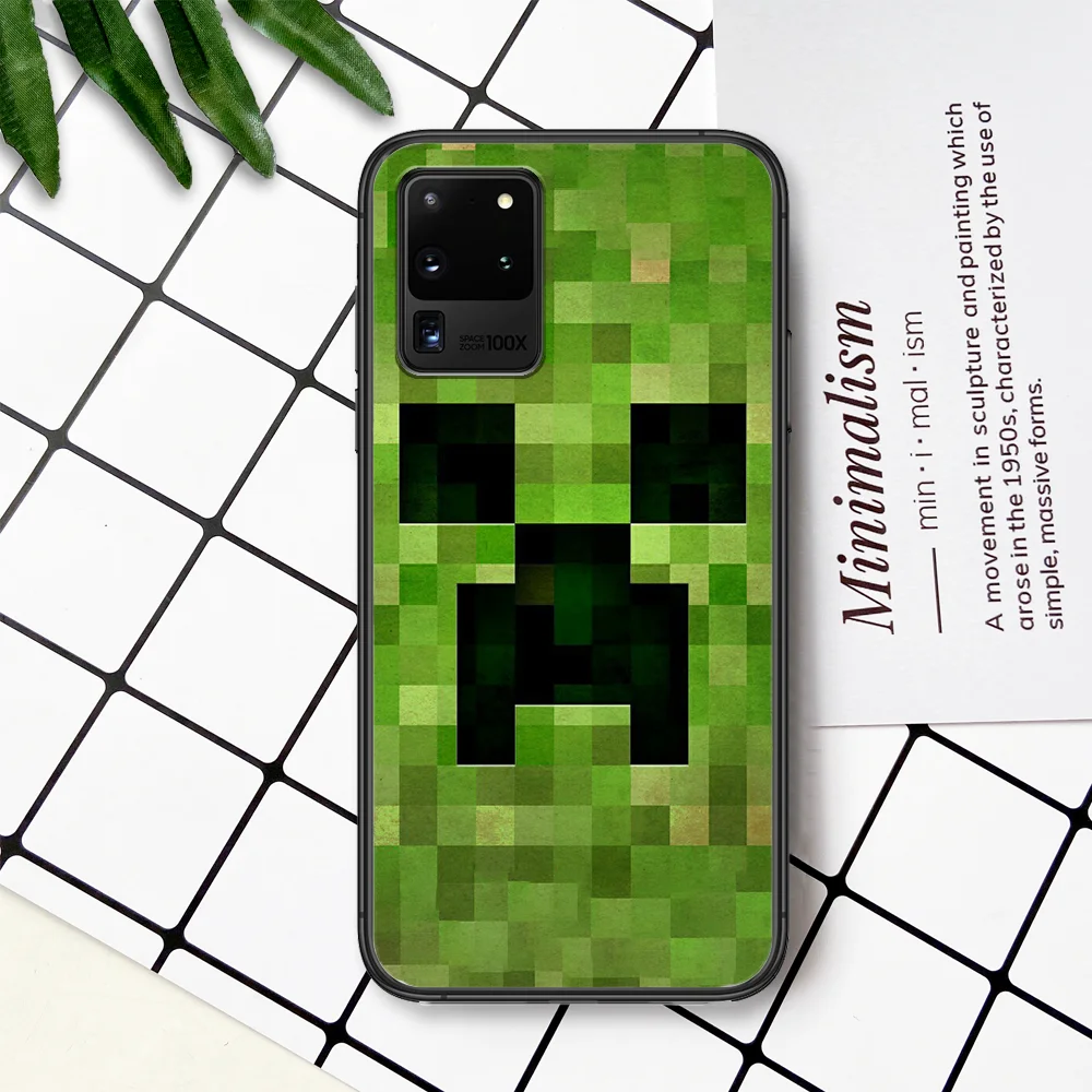 

Mini World Sandbox Game Phone Case For Samsung Galaxy Note S 8 9 10 20 Plus E Lite Uitra black Funda Fashion Etui Tpu Back Soft