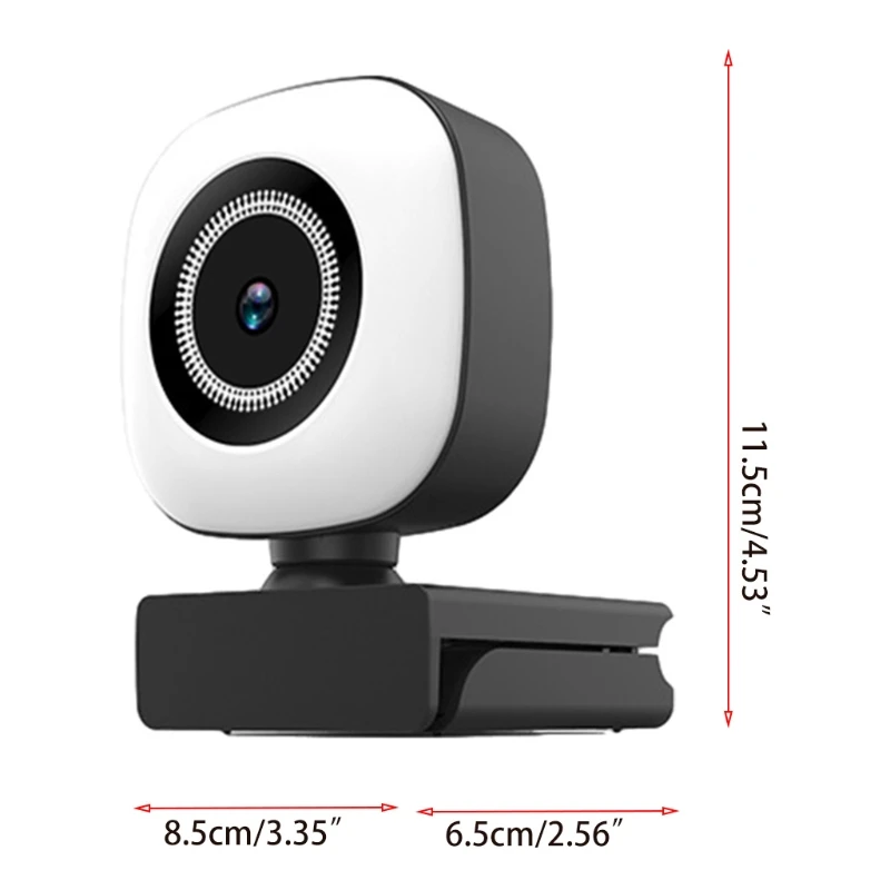

K92F 1080P Fill Light Computer Camera Auto Focus 2 Million Pixels Built-in Microphone Webcam Privacy Cover 360°Rotation