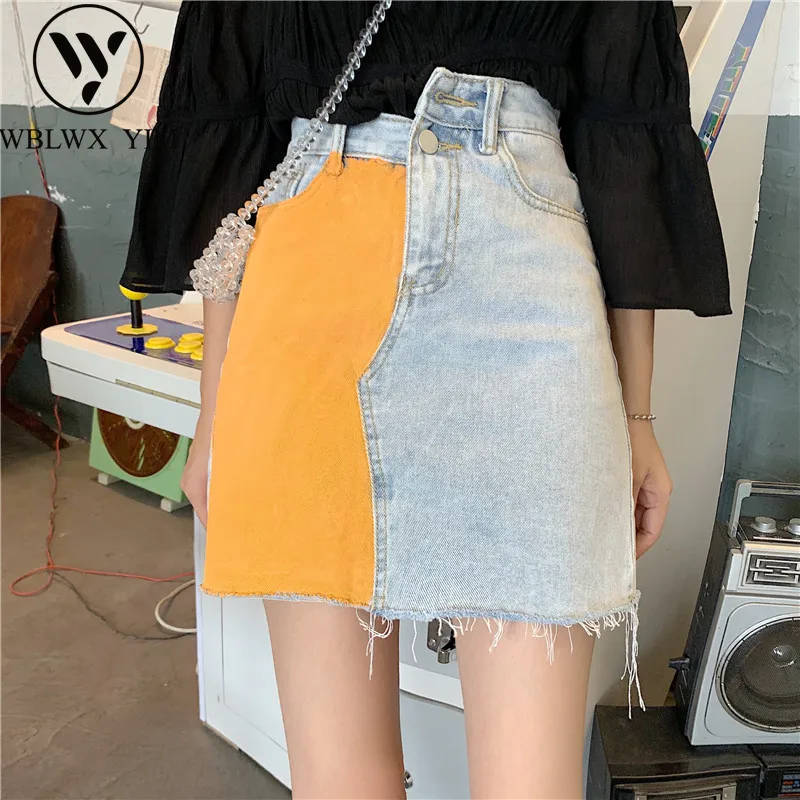 Женская джинсовая короткая юбка Повседневная Свободная мини трапециевидной