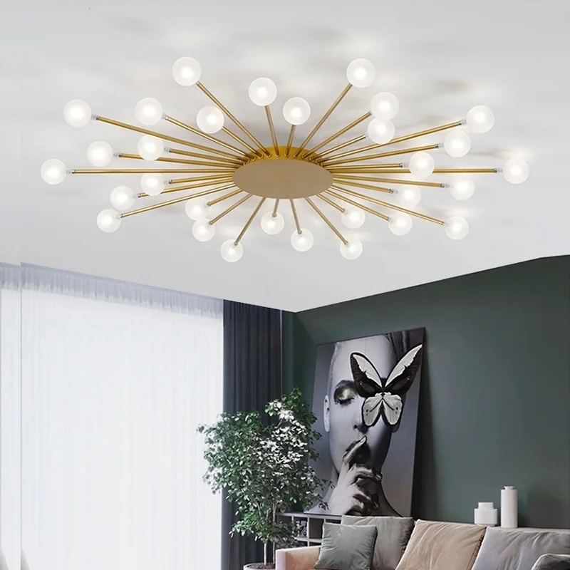 

Modern Golden Beans Led Chandelier Lighting Flush Mount Glass Bubble Ceiling Light for Living room Bedroom Kitchen Ceiling Lamp