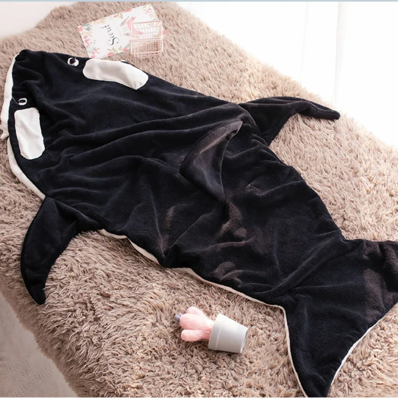 Saco de dormir con dibujos animados para ni&ntilde;os y adultos, manta de ballena para la siesta y la Oficina, chal de tela suave para Cosplay-3