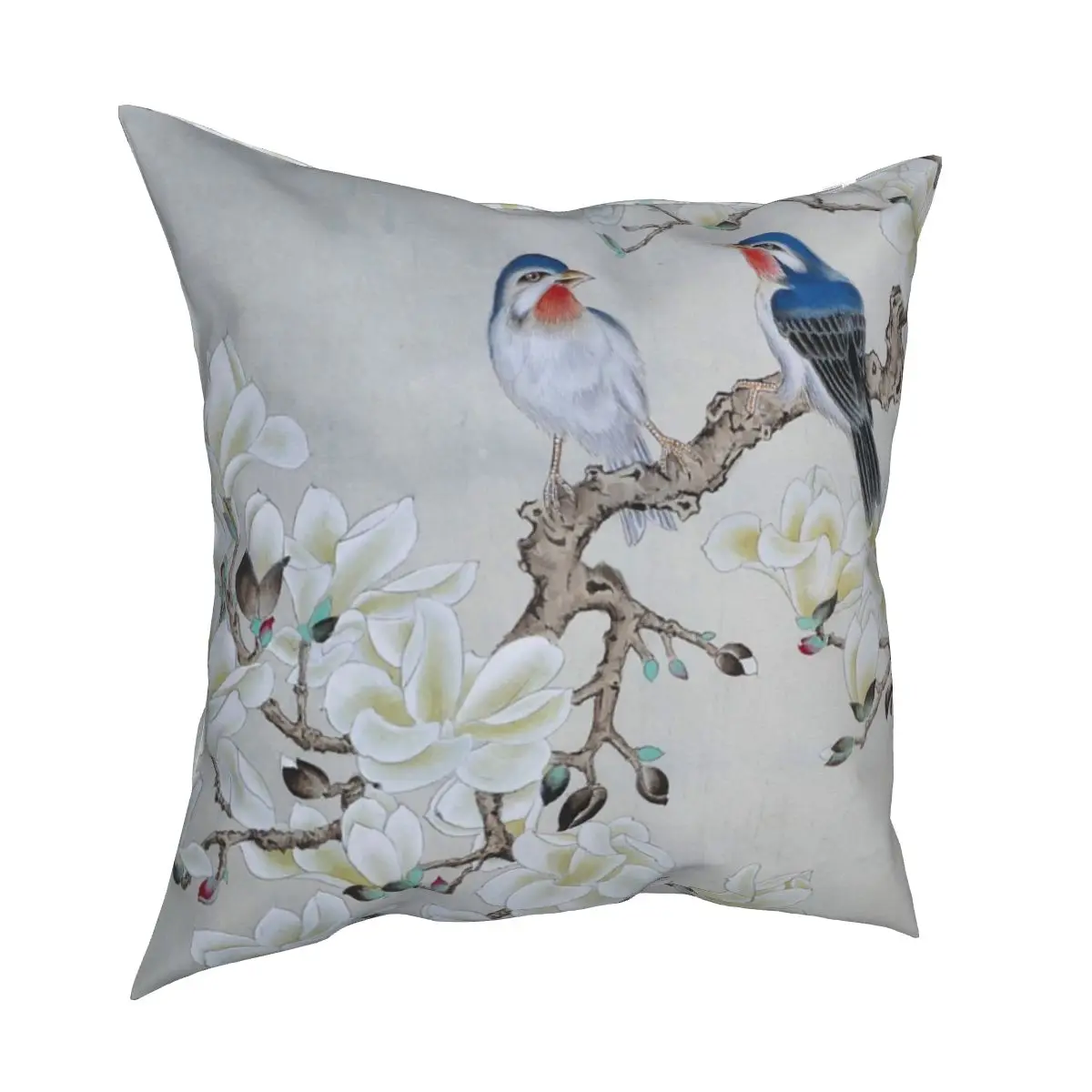

Чехол для подушки, с изображением белой магнолии, китайских чернил, цветов, декоративная наволочка, Gongbi, акварель, Классическая Цветочная наволочка, для дома, 18 футов