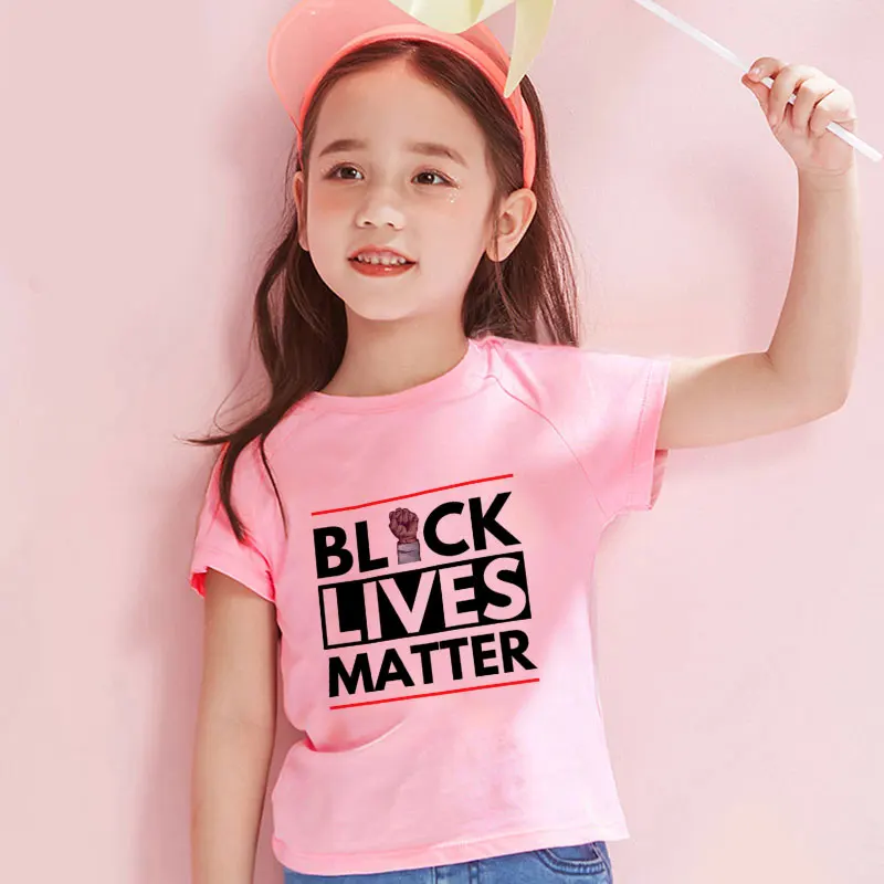 

24M-9T Baby Girls T Shirt I Can't Breathe Black Lives Matter Printing Cartoon Boy Clothes Harajuku Tshirt Girl Summer Kids Shirt