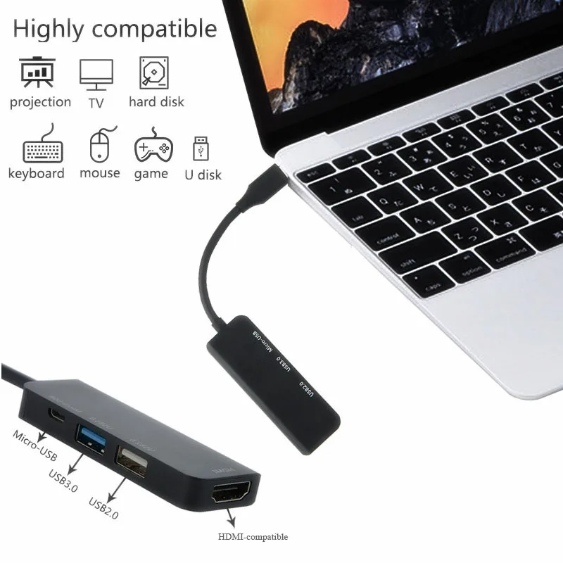 4 в 1 USB C HUB HD аудио видео кабель креплением для вспышки sрeedlite Тип на HDMI