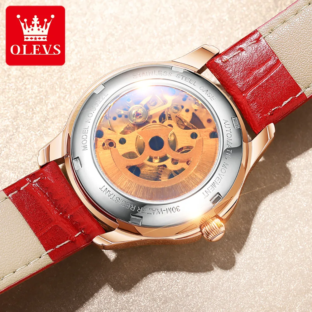 OLEVS Top Brand Designer Mechanical Ladies Watch Luxury Brand Ladies Automatic Fashion Swiss Watch Ladies Gift Reloj de mujer enlarge