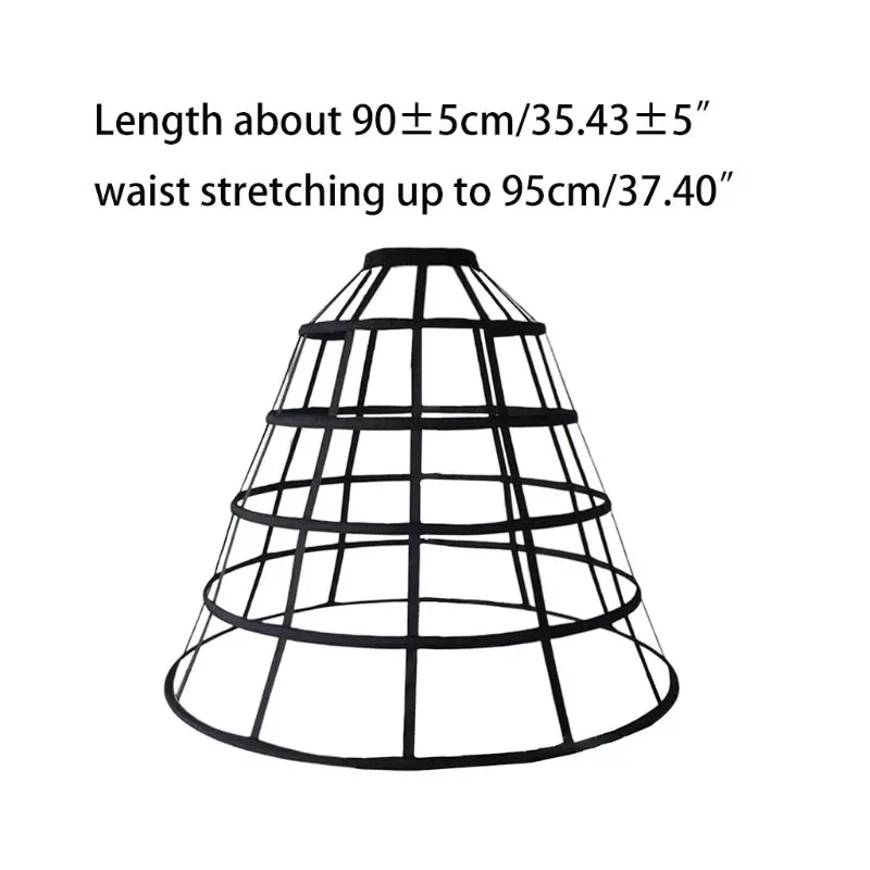 

Womens Hollow Out Caged 5-Hoop Bustle Victorian Petticoat Skirt Wedding Bridal Dress Cosplay Pannier Crinoline Underskirt Slip