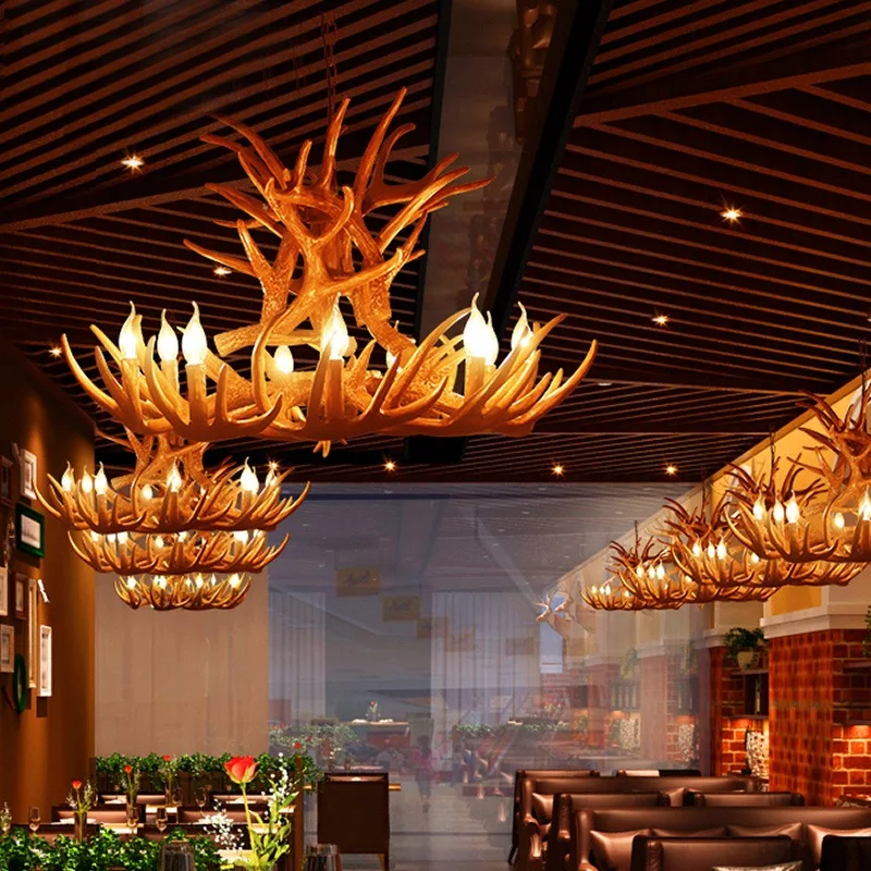 Люстра в виде рога оленя американском стиле оригинальная креативная лампа из