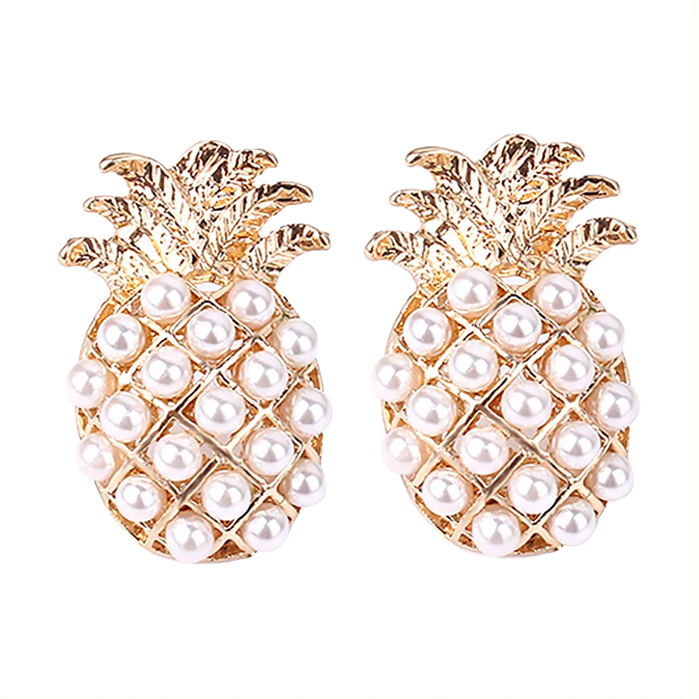 Модные женские серьги-гвоздики с искусственным жемчугом в форме ананаса подарок