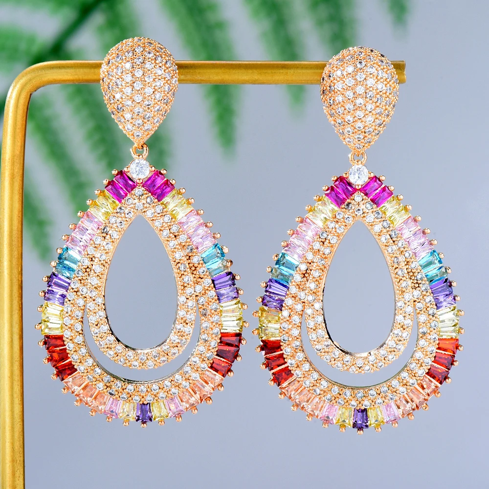 

KellyBola Jewelry Noble Gorgeous Shiny Zircon Pendant Earrings Women's High Quality Party Show Daily Anniversary Accessories