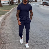 2022 summer streetwear fashion 2 piece set for men short sleeve tops and drawstring pants suits mens clothes casual solid outfit