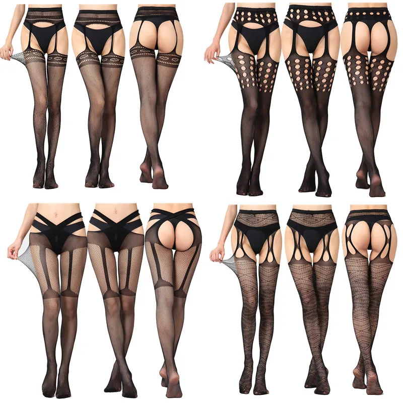 

2020 сексуальные кружевные Высокие Колготки-нижнее белье чулки в сетку топ на подтяжках прозрачные Эротические трусики Боди Колготки игры