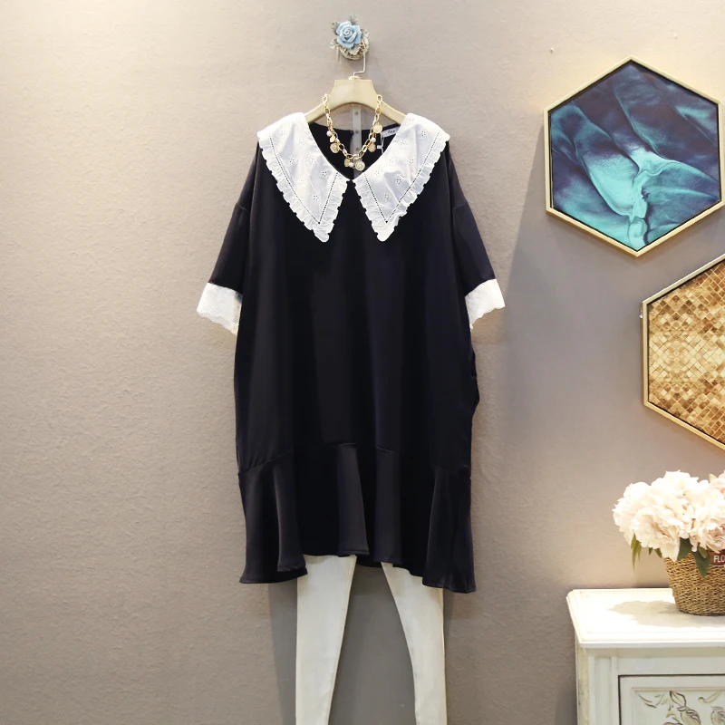 Женское платье с коротким рукавом [EWQ] повседневное однотонное в стиле пэчворк