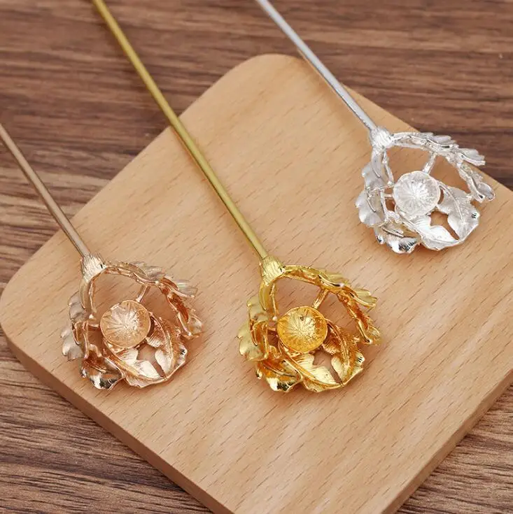 

SIXTY TOWFISH 2 Pieces DIY Jewelry Accessories Handmade Materials Charms Metal Flower Filigree Flower Slice Hairpin
